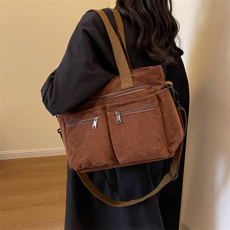 Female Large Capacity Corduroy Tote Bag