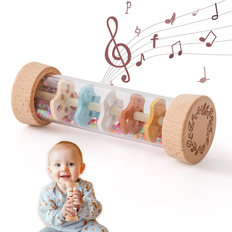 Montessori Baby Rain Stick Rainbow Hourglass Rain
