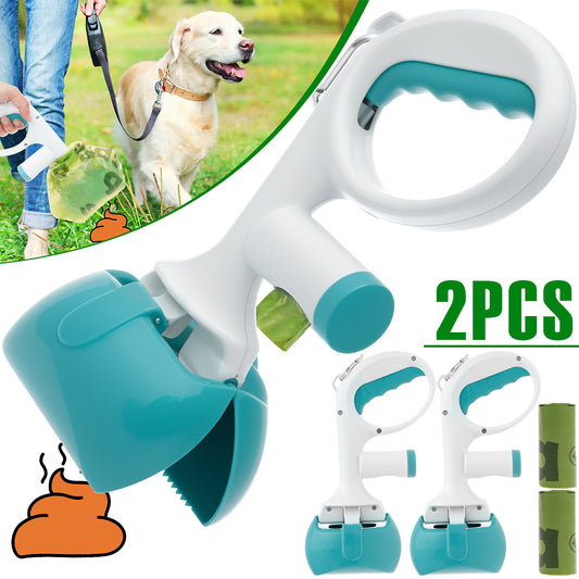 2Pcs Dog Pooper Scooper ABS One Button Dog Waste Scooper with 2 Roll