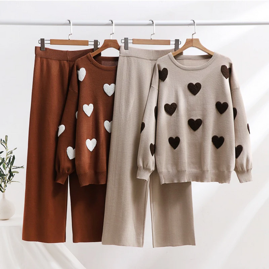 Elegant 2 Piece Knit Pants Set Women