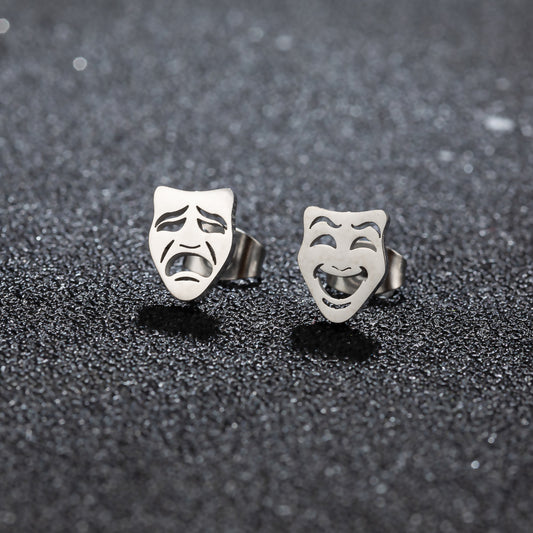 1Pair Creative Funny Mask Stud Earrings for Men Women