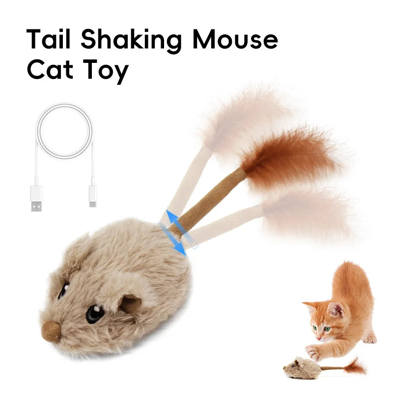 Rechargeable Motion Mouse Cat Toy for Kitten Mouse Sound Moving Mouse