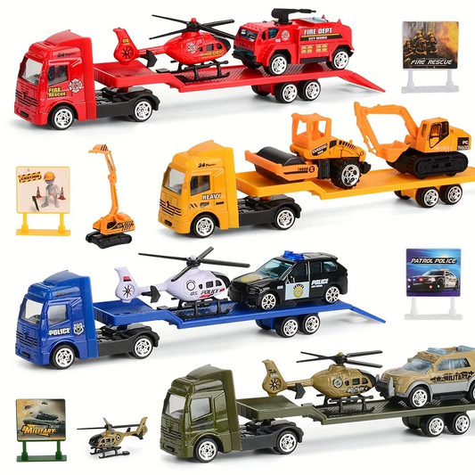 Play Vehicles Set Toy Construction Police Car