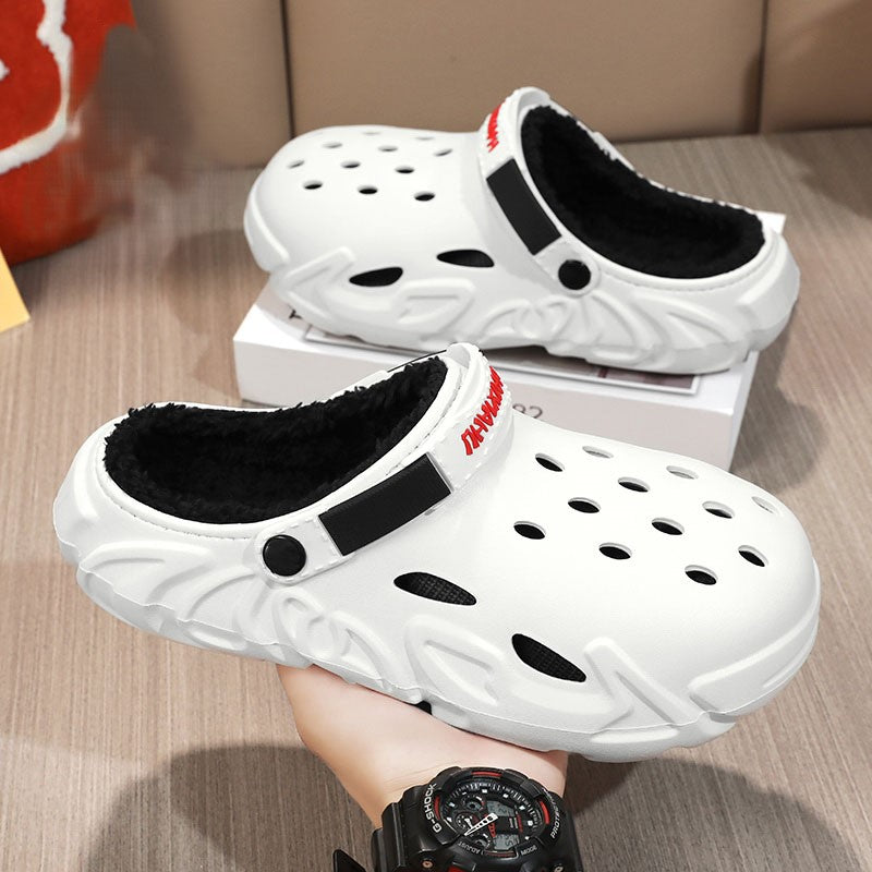 Winter Plush Fur Clogs Men Slippers Warm Furry Slippers