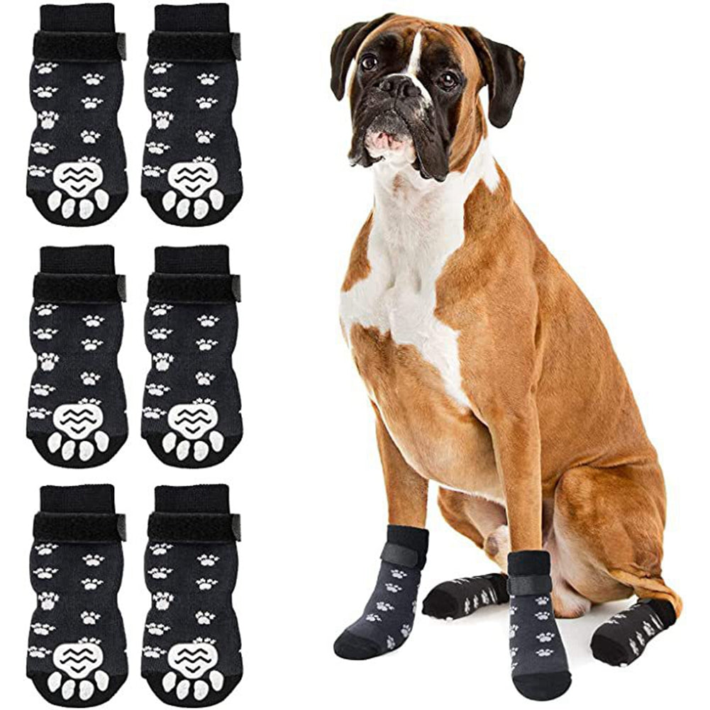 Anti-Slip Dog Socks 4pcs Paw Protector Traction Control Adjustable Indoor Wear