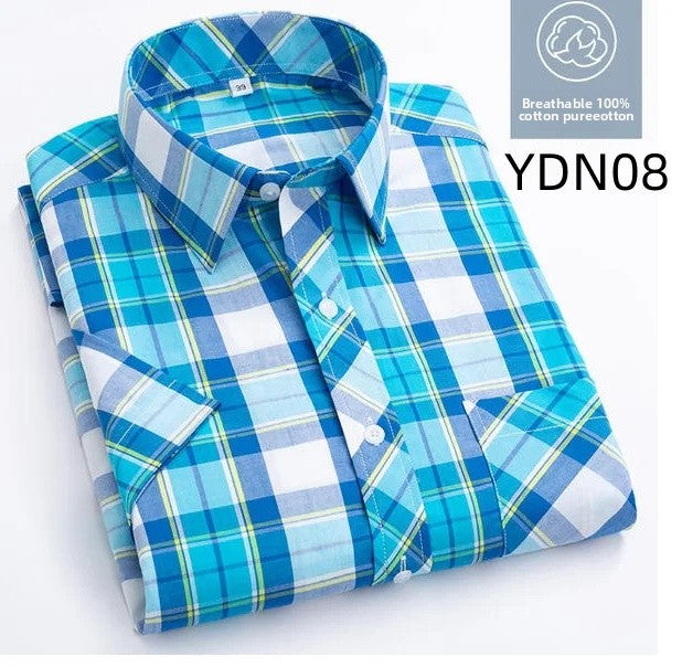 Men's Summer Thin Pure Cotton Short Sleeve Casual Shirt Fashion