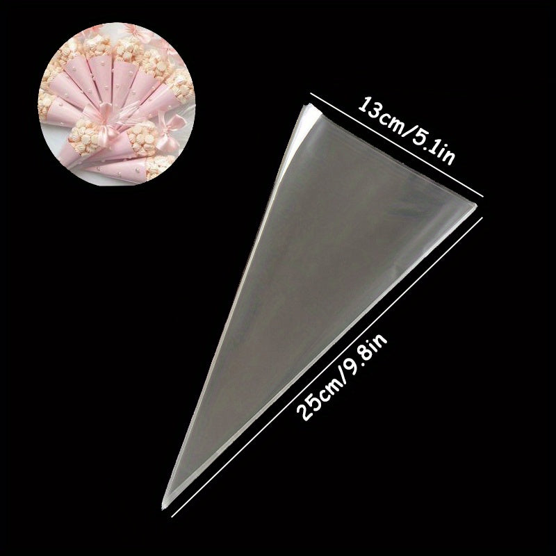 50pcs/lot Clear Cone Candy Storage Bags Cones
