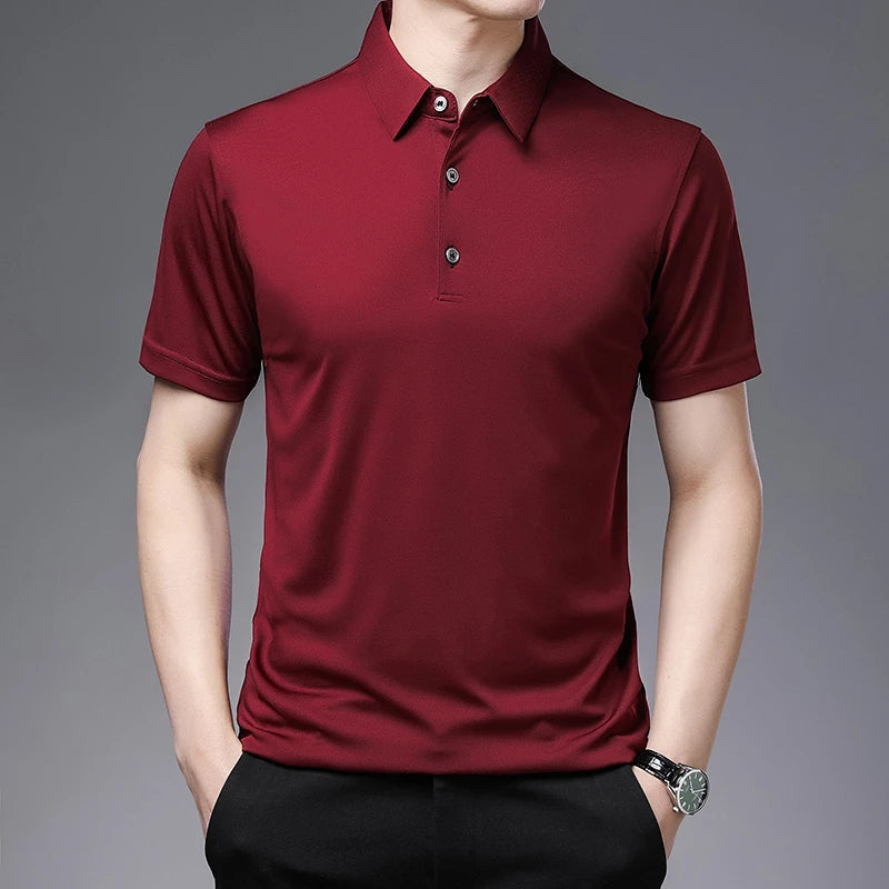 2024 Men's New Solid Color Business Casual POLO Shirt Summer