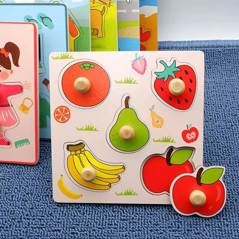 Kids Montessori 3D Wooden Puzzle Hands Grab Child Puzzle