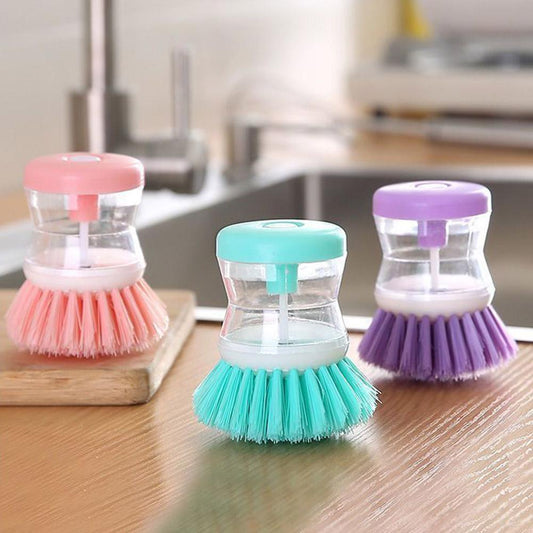 Kitchen Wash Pot Dish Brush With Automatic Soap Liquid Dispenser