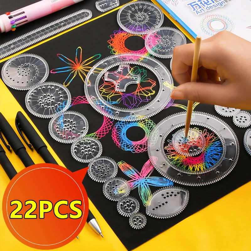 22/4/1PC Spirograph Ruler Drawing Scratch Painting Toys