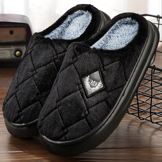 Men's House Slippers Furry Plaid cozy EVA Memory Foam Lightweight Casual Shoes