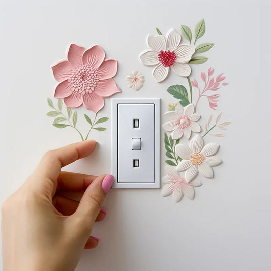 Beautiful flowers Switch Wall Sticker PVC Removable Waterproof