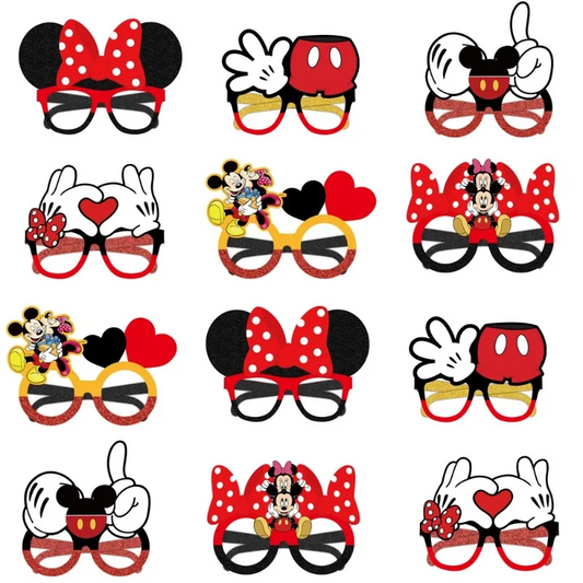 12Pcs/set Disney Minnie Mouse Paper Glasses Mickey Mouse