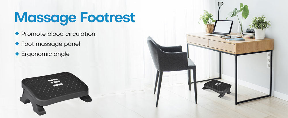 Under Desk Footrest Ergonomic Foot Stool with Massage Rollers