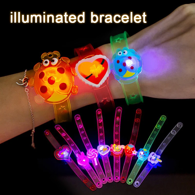 6 Pcs Flashing Luminous Bracelet Light Cartoon Creative Watch Kids