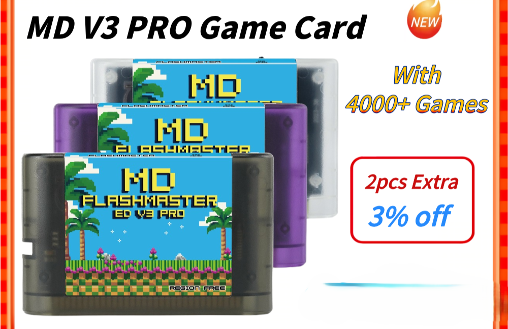 Mega Drive V3.0 Pro Card 4000 in 1 With 8GB TF Card MD Game Card