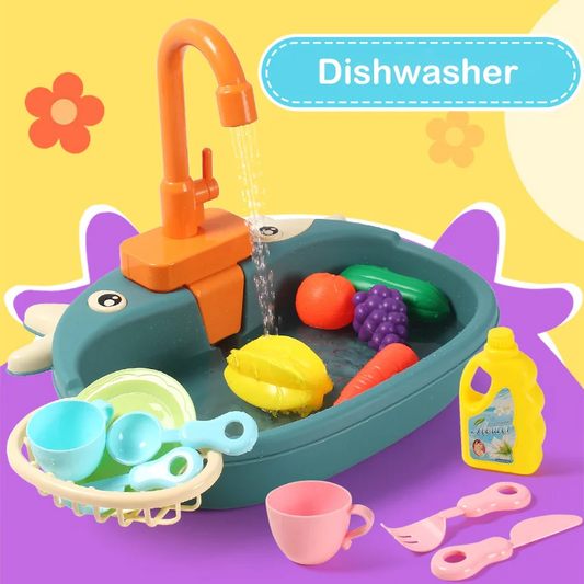Kids Kitchen Sink Toys Simulation Electric Dishwasher Mini
