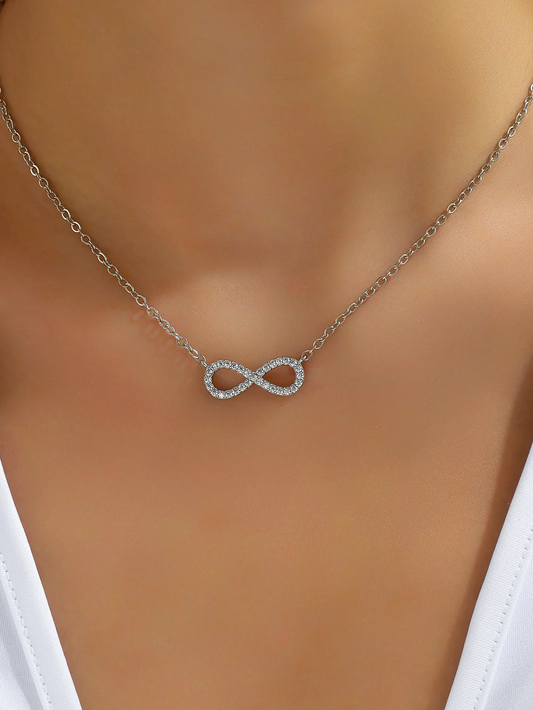 Simple Stainless Steel Infinity Pendant Necklace