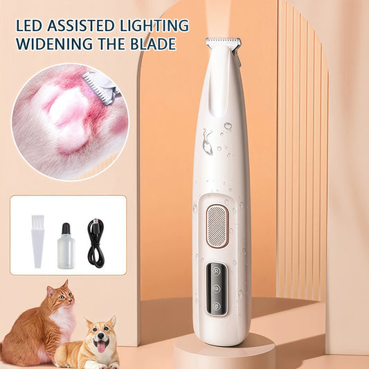 Dog Paw Trimmer with LED Light Fully Waterproof Portable Pet Hair Trimmer