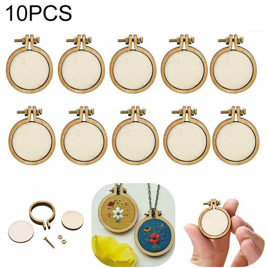 10Pcs/Set Wooden Mini Embroidery Hoop Ring