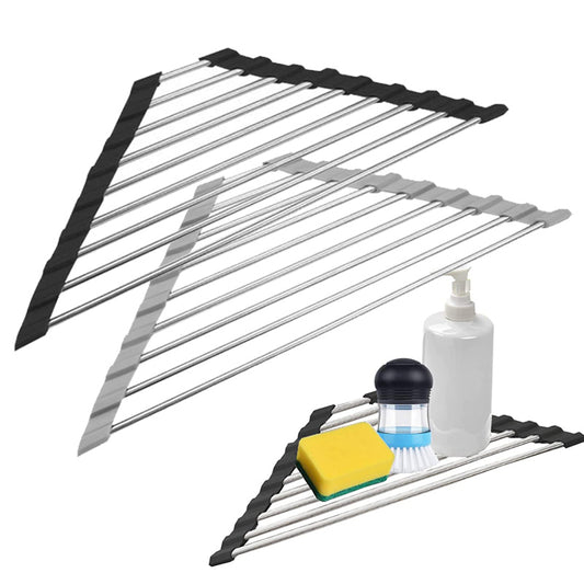 Triangle Roll-Up Dish Drying Rack for Sink Corner