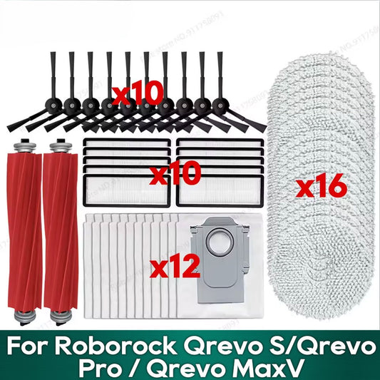 Fit for Roborock Qrevo Pro, Qrevo MaxV, Qrevo S, Qrevo Plus Accessories Mop Hepa Filter Main Side Brush Replacement Parts