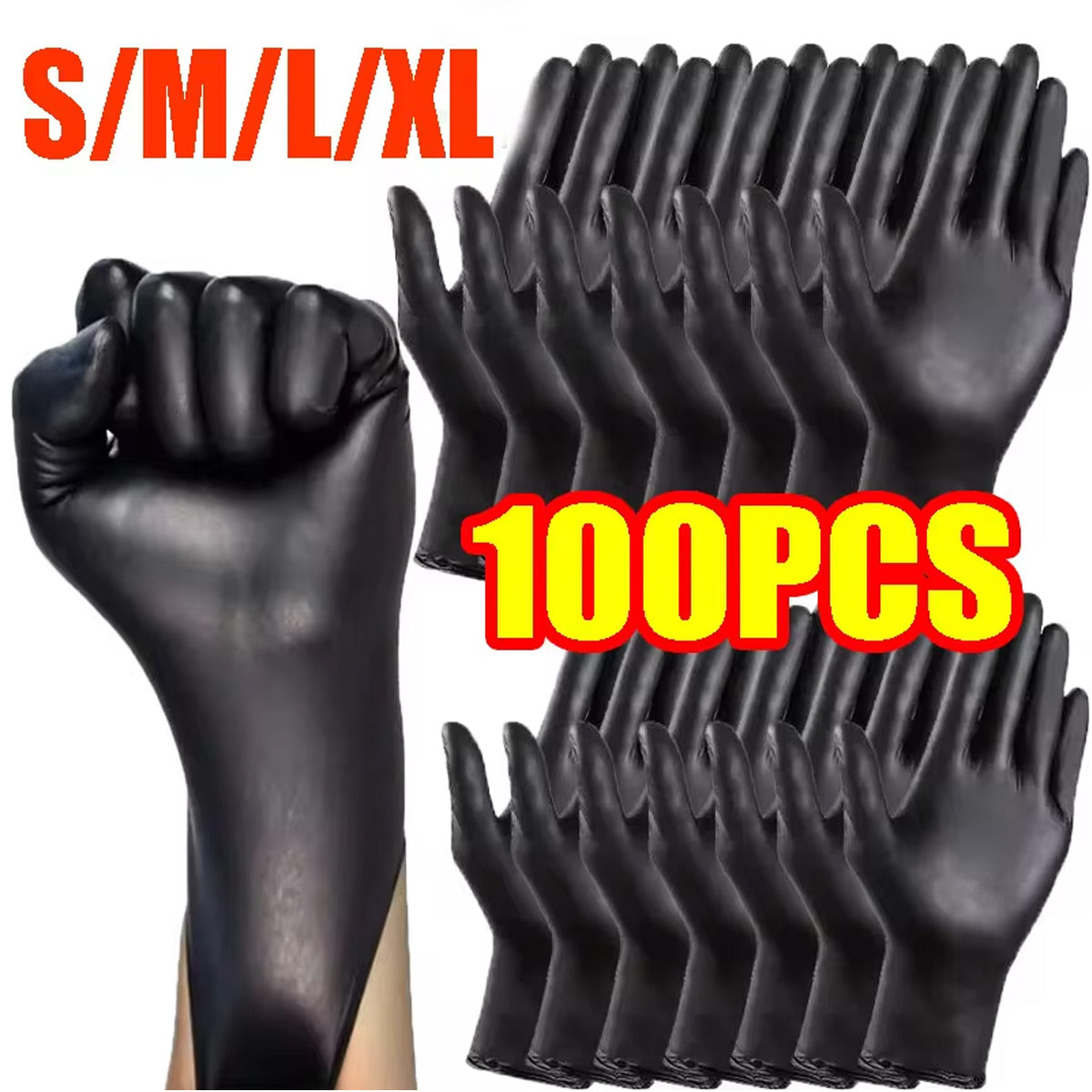 Heavy-Duty Black Disposable Nitrile Gloves