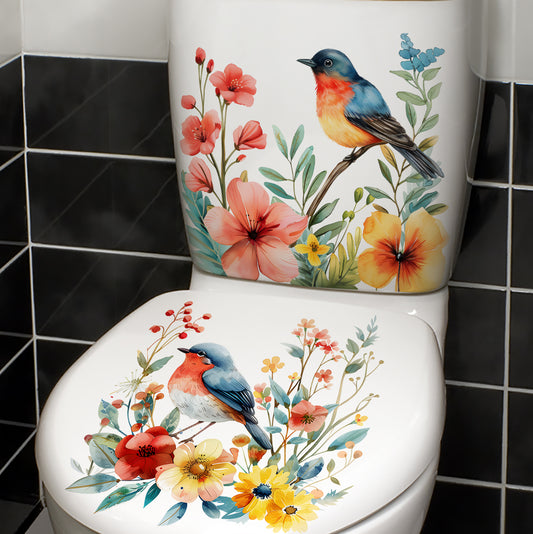 2PCS DIY bathroom sticker bird flower design for bathroom
