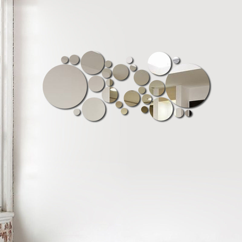 26 PCs 3D Acrylic Mirror Wall Sticker, round Mirror, DIY Bedroom,