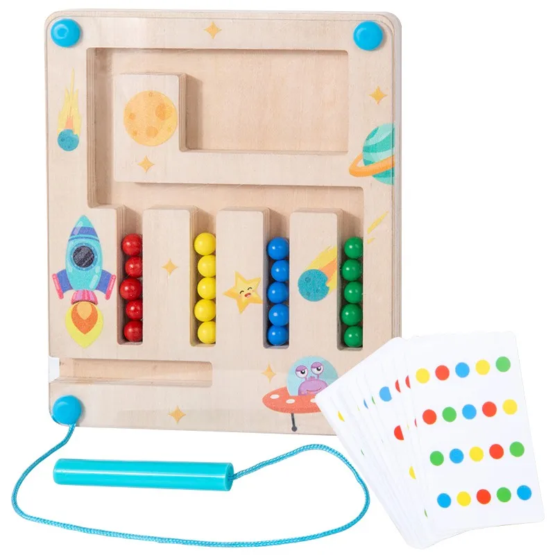 Wooden Magnetic Shape Matching Maze Board Kids