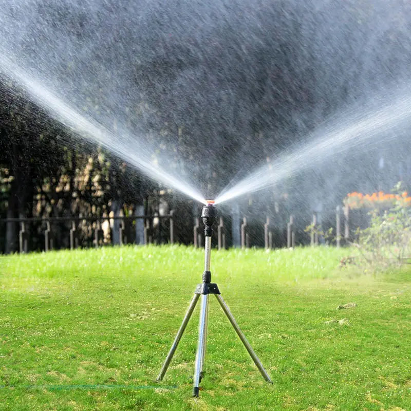 360-Degree Garden Automatic Rotating Sprinkler Stainless Steel Tripod Set