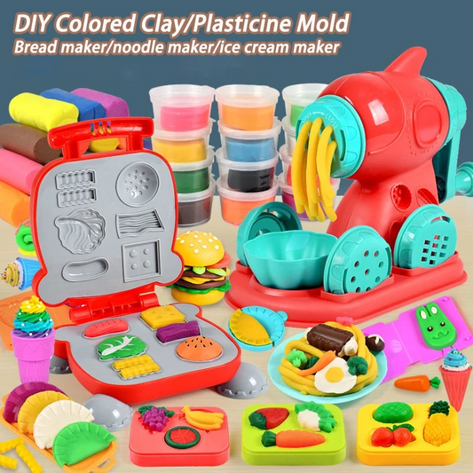 3D Color Clay Toy Kids Pretend Play Ice Cream Maker Burger