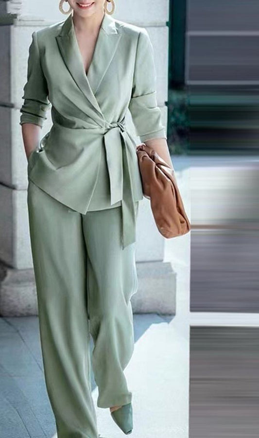 Fashion OL Tracksuits 2PCS Long Sleeve Lapel Neck Blazer