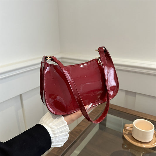 Retro Solid Color PU Leather Shoulder Underarm Bag