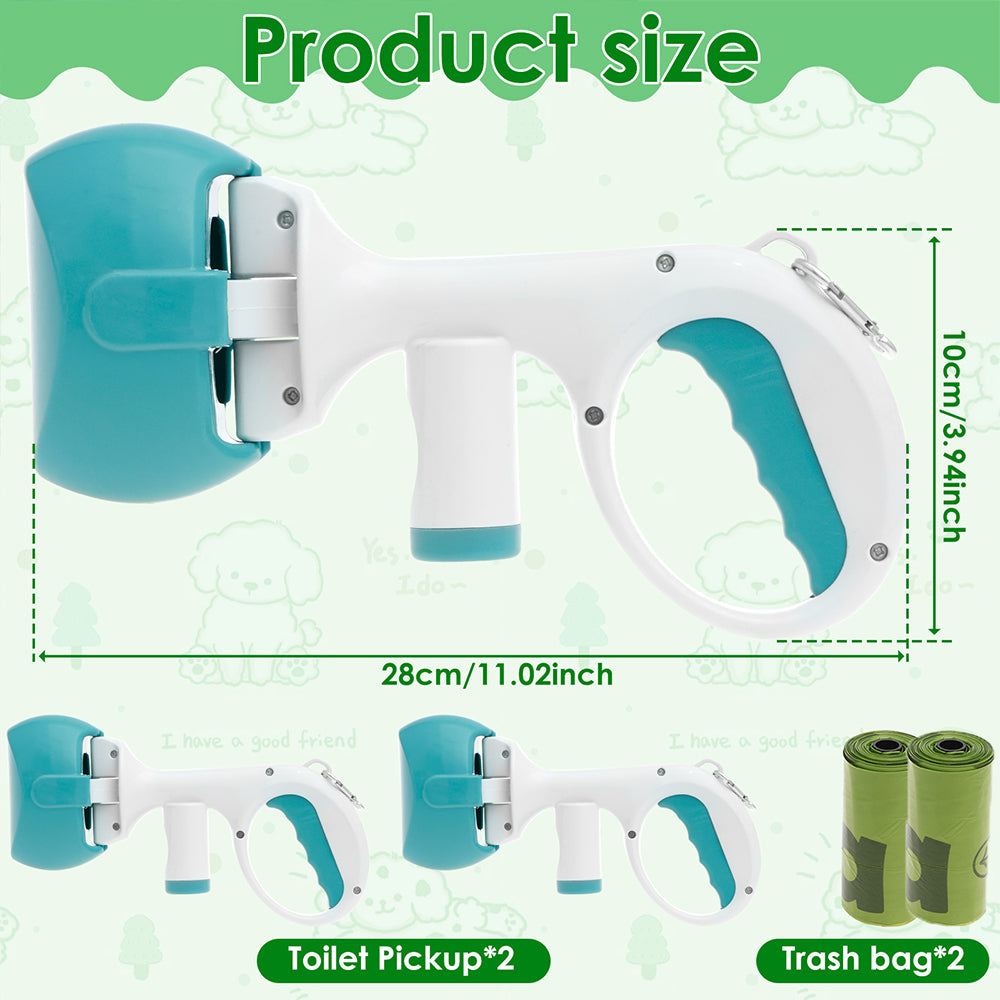 2Pcs Dog Pooper Scooper ABS One Button Dog Waste Scooper with 2 Roll