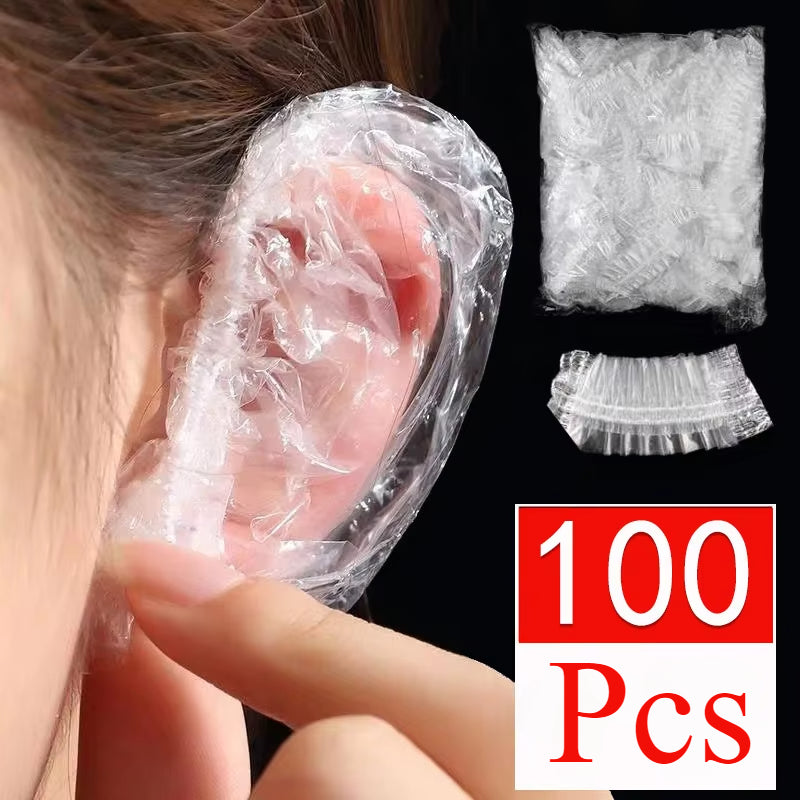 100PCS Disposable Hair Earmuff Dye Transparent