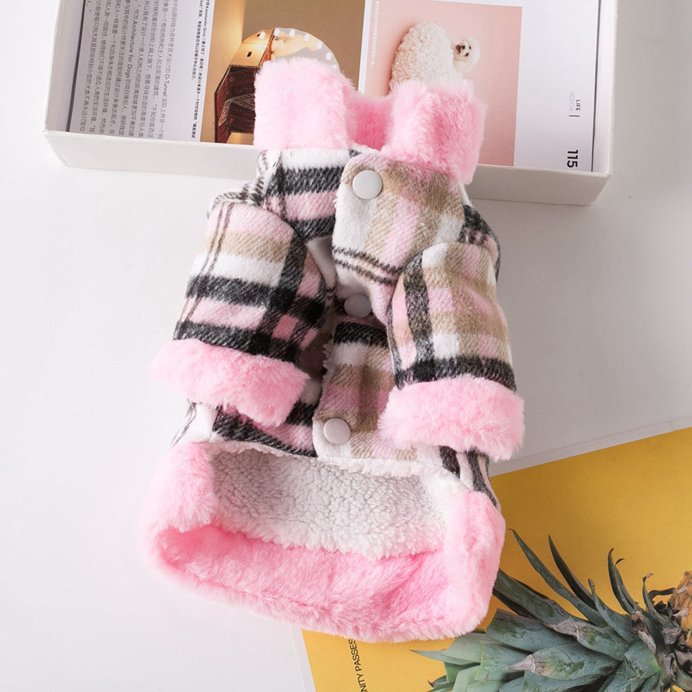 Winter Pet Jacket Clothes Grid Warm Small Dogs Clothing