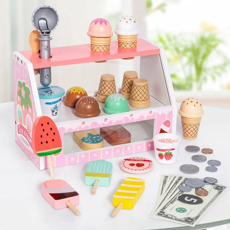 Wooden Ice Cream Pretend Toys Mini Food Children Toys