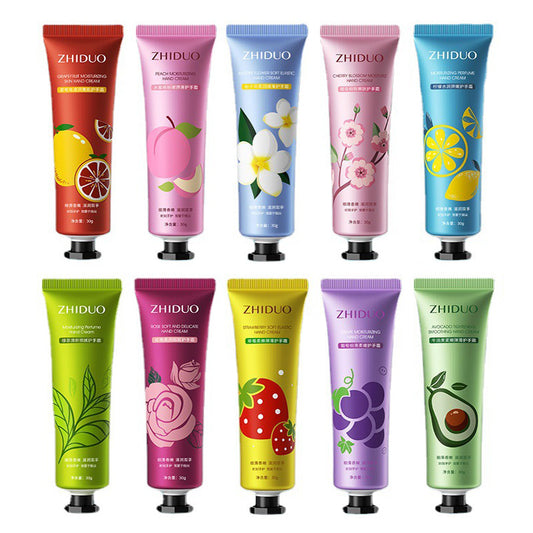 10pcs Fruit and Flower Fragrance Hand Cream Moisturizing