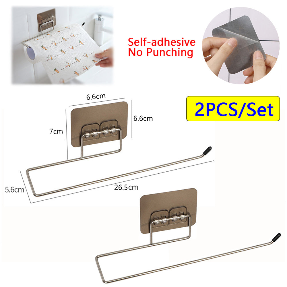 2PCS Kitchen Paper Towel Holder Adhesive Toilet Paper Rack