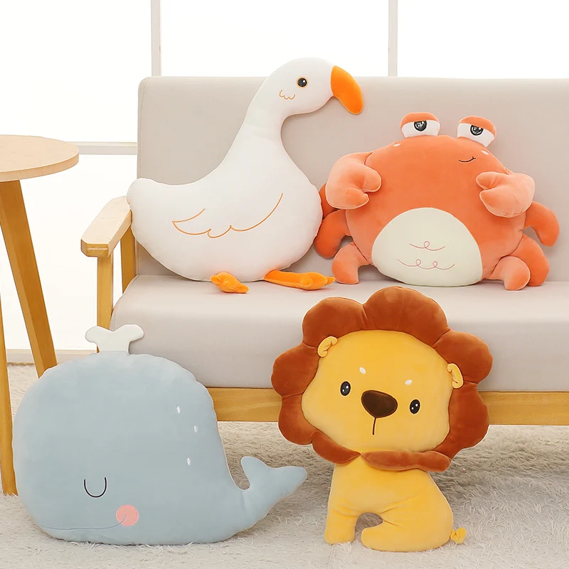 Kawaii Whale Goose Crab Lion Plush Toys Stuffed Animals Doll