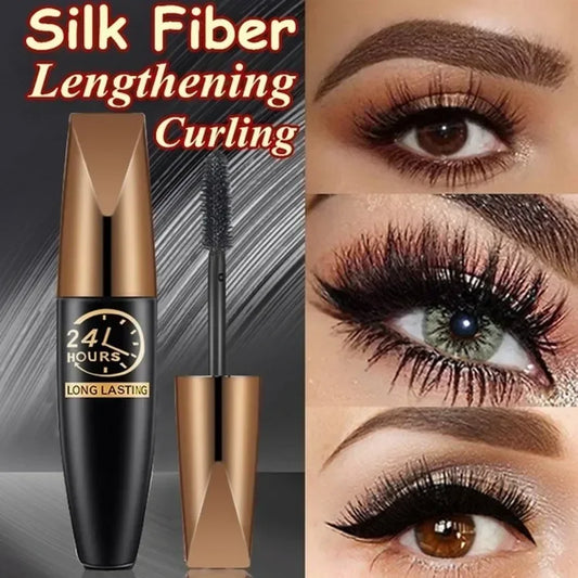5D Waterproof Mascara Lengthens Eyelashes Extension Black Silk Fiber Mascara