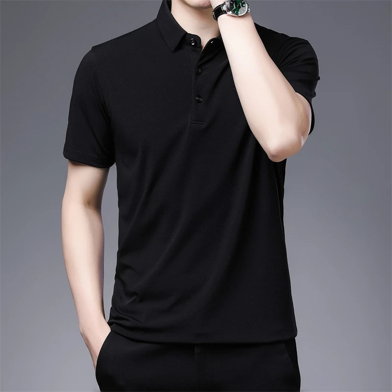 2024 Men's New Solid Color Business Casual POLO Shirt Summer