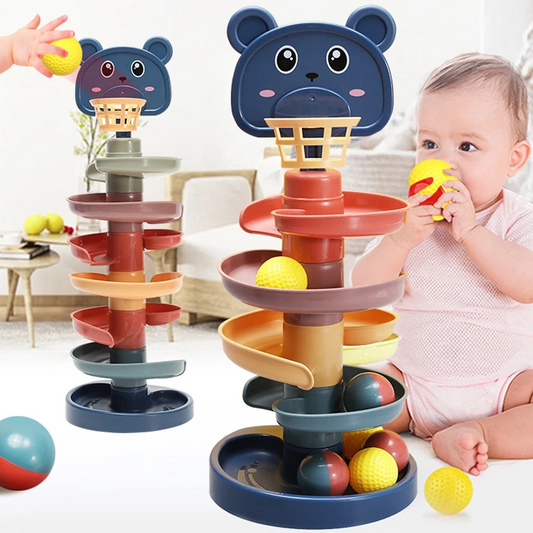 Baby Toy Rotating Rolling Ball Pile Tower Gliding Montessori Educational Toy