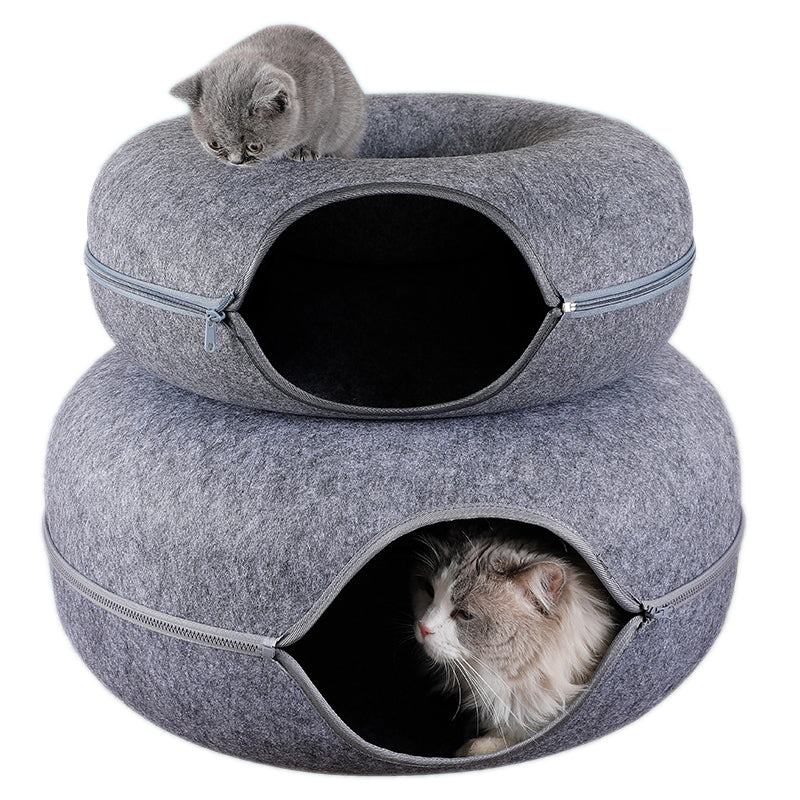 Donut Cat Bed Pet Cat Tunnel Interactive Game Toy Cat Bed