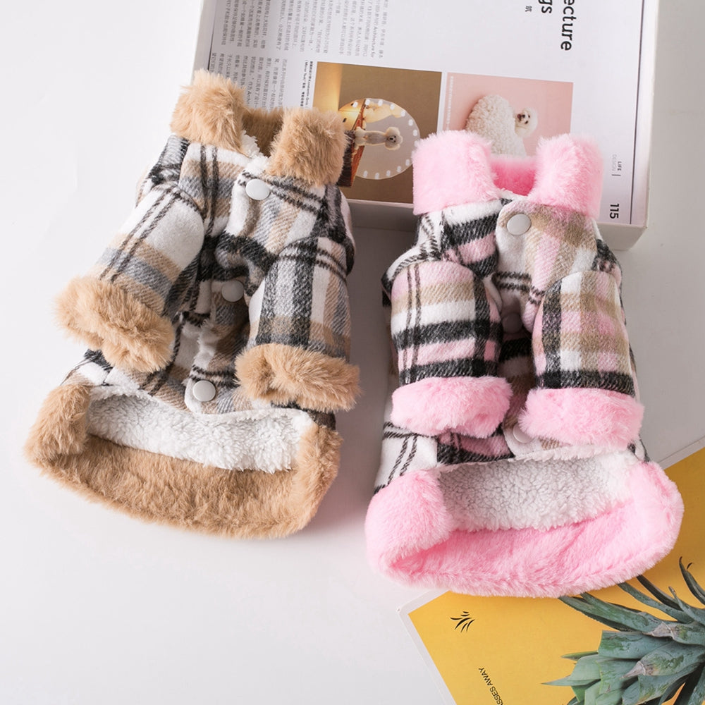 Winter Pet Jacket Clothes Grid Warm Small Dogs Clothing