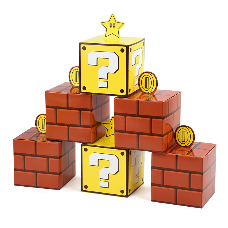 6Pcs Question Blocks Gift Box Kids Video Game Theme Birthday Party