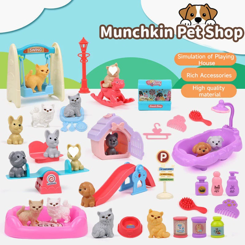 Cute Dog Pet Basket Family Toy Children Play House Games Toy