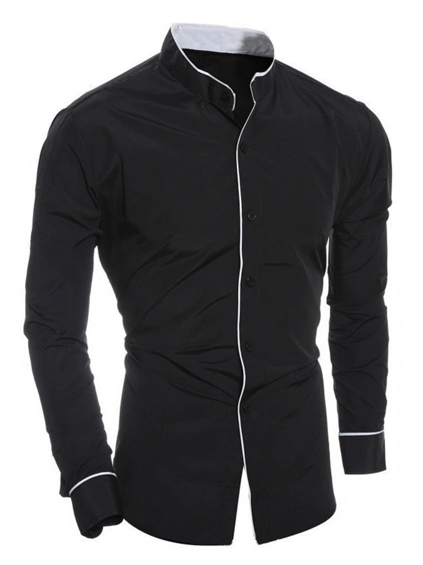 Spring and autumn men's long-sleeved solid color shirt